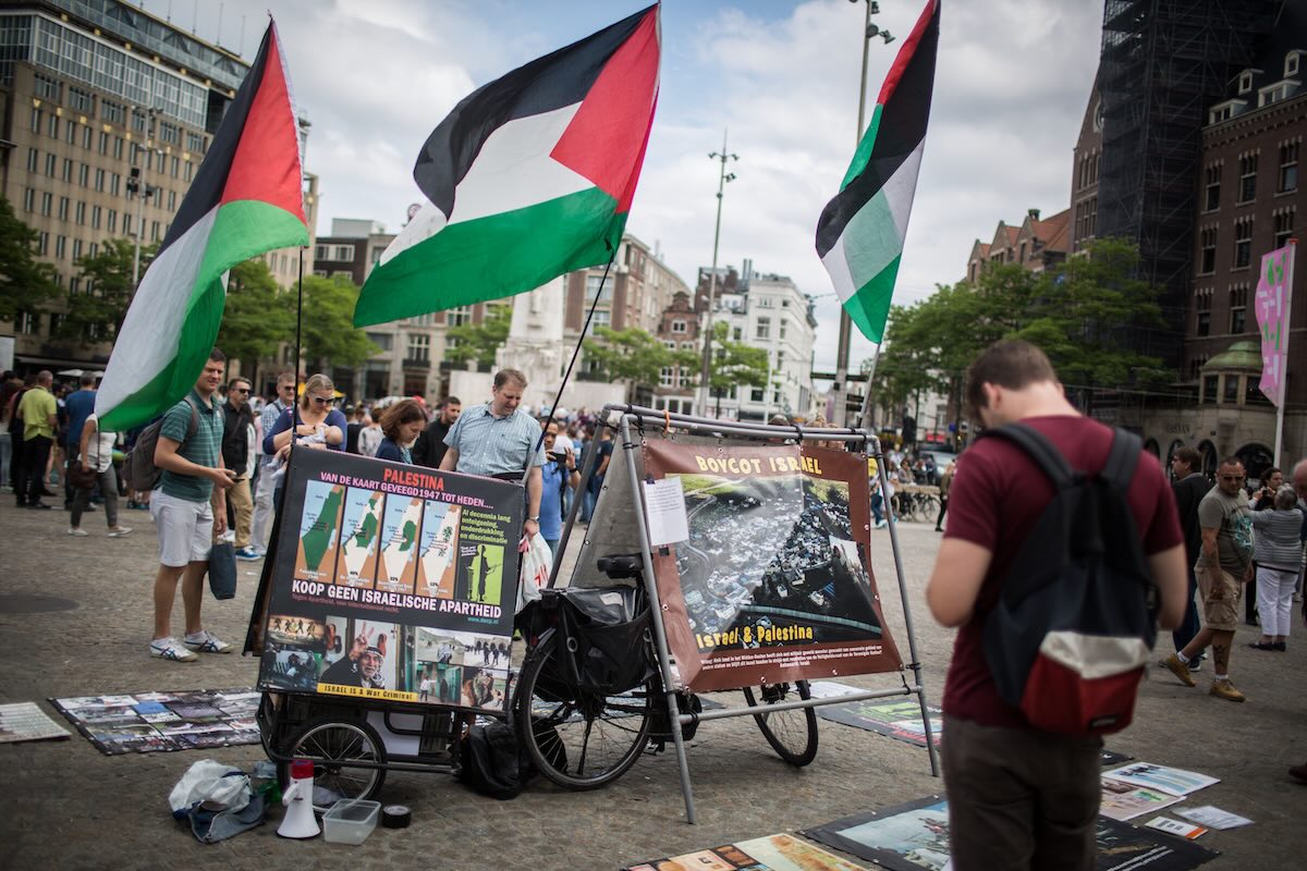 Von einer pro-palästinensischen Kundgebung in Amsterdam. (Symbolbild: Flash90)