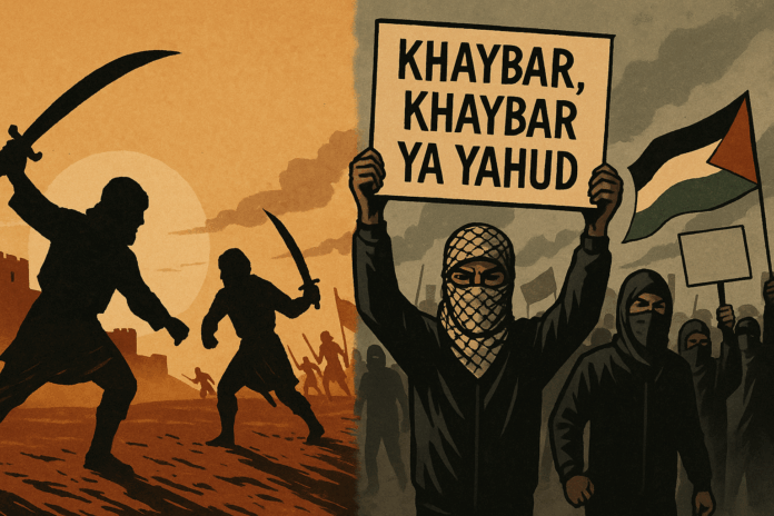 „Khaybar, Khaybar, ya Yahud – jaish Muhammad sa-ya‘ud“ (Khaybar, Khaybar, ihr Juden – Mohammeds Armee wird zurückkehren), so lautet ein Schlachtruf, der inzwischen auf judenfeindlichen Demonstrationen in Europa zu hören ist.